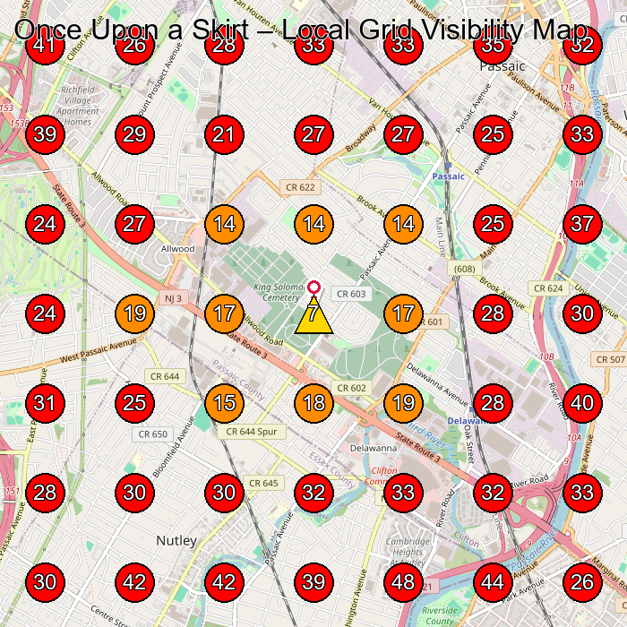Once Upon a Skirt GeoGrid visibility map for Women'S Clothing Store in Livingston